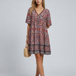 Brooke Flemming | V-Neck Flared Sleeve Paisley Mini Dress For Women