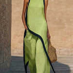 Elegant Irregular Sleeveless Top and Wide-Leg Pants Two-Piece Set