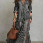 Emmeline | The Denim Patchwork Maxi Dress