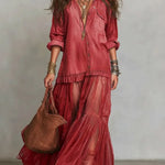 Emmeline | The Denim Patchwork Maxi Dress