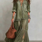 Emmeline | The Denim Patchwork Maxi Dress