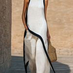 Elegant Irregular Sleeveless Top and Wide-Leg Pants Two-Piece Set