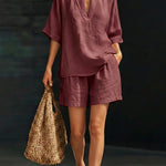 Zoe Mitchell | Linen Two-Piece Shorts Set For Women