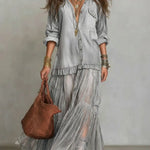 Emmeline | The Denim Patchwork Maxi Dress