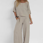 Hannah Young | Relaxed Linen-Blend Wide Leg Pants Set For Women
