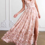 Floral Frill Split Maxi Dress
