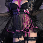 Goth Angel Ruffled Lace Sheer Dress