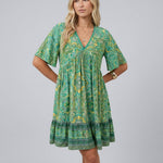 Brooke Flemming | V-Neck Flared Sleeve Paisley Mini Dress For Women
