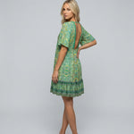 Brooke Flemming | V-Neck Flared Sleeve Paisley Mini Dress For Women
