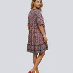 Brooke Flemming | V-Neck Flared Sleeve Paisley Mini Dress For Women