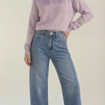 Sweater with floral design and round neckline