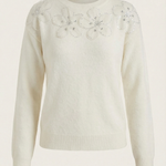 Sweater with floral design and round neckline