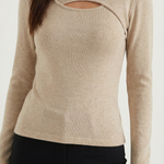 Long-sleeved knit top with Barbara-style slits