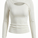 Long-sleeved knit top with Barbara-style slits