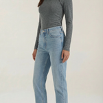 Long-sleeved knit top with Barbara-style slits