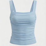 Blair sleeveless blouse with ruching and square neckline