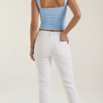Blair sleeveless blouse with ruching and square neckline
