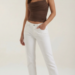 Blair sleeveless blouse with ruching and square neckline