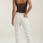 Blair sleeveless blouse with ruching and square neckline