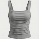 Blair sleeveless blouse with ruching and square neckline
