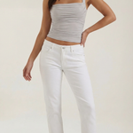 Blair sleeveless blouse with ruching and square neckline