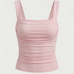 Blair sleeveless blouse with ruching and square neckline