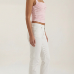 Blair sleeveless blouse with ruching and square neckline