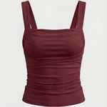 Blair sleeveless blouse with ruching and square neckline