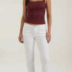 Blair sleeveless blouse with ruching and square neckline