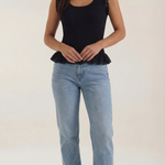 Carol ribbed knit sweater with ruffles