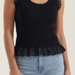 Carol ribbed knit sweater with ruffles