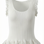 Carol ribbed knit sweater with ruffles