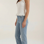 Carol ribbed knit sweater with ruffles