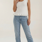 Carol ribbed knit sweater with ruffles