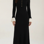 Charlotte Knit Maxi Dress with Contrasting Color Cuffs