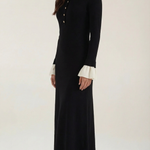 Charlotte Knit Maxi Dress with Contrasting Color Cuffs