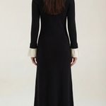 Charlotte Knit Maxi Dress with Contrasting Color Cuffs