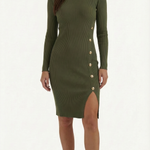 Erin Ribbed Midi Dress with Buttons at the Sides