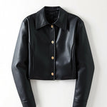 Heather Faux Leather Cropped Jacket