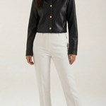 Heather Faux Leather Cropped Jacket