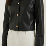 Heather Faux Leather Cropped Jacket