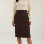 Jacqueline ribbed knit sweater with decorative bow