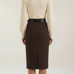 Jacqueline ribbed knit sweater with decorative bow