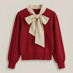 Jacqueline ribbed knit sweater with decorative bow