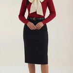 Ribbed knit sweater with bow detail