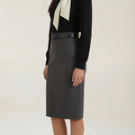 Jacqueline ribbed knit sweater with decorative bow