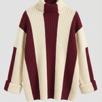 Oversized 'June' Turtleneck Sweater with Stripes