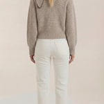 Ribbed sweater with a lapel collar