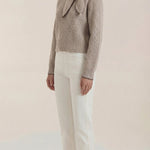Ribbed sweater with a lapel collar