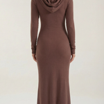 Marilyn Maxi Bodycon Dress with Elegant Hood